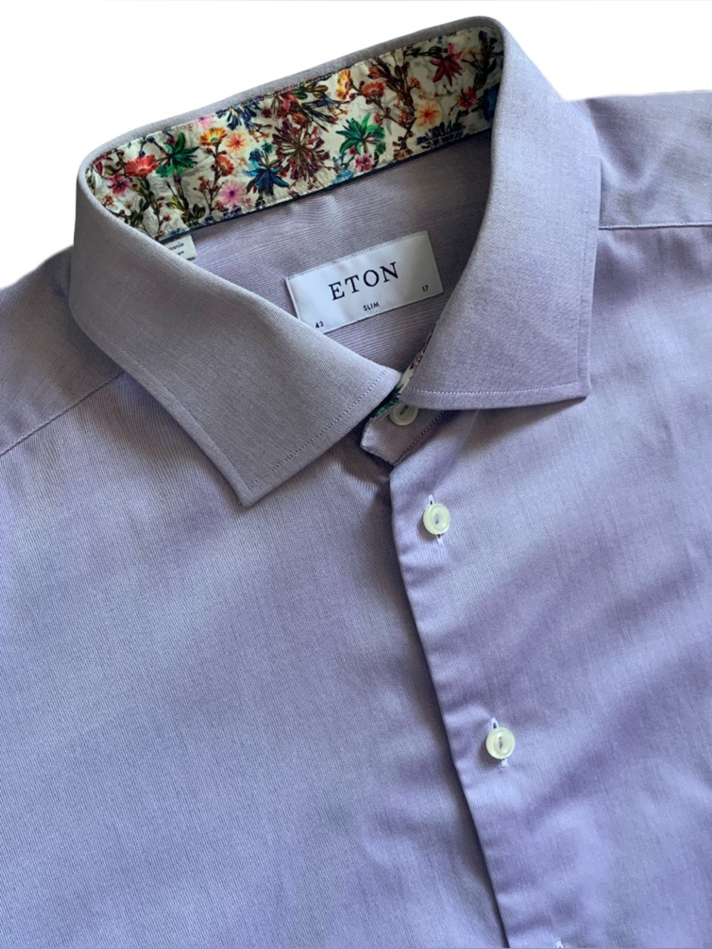 Eton Floral Lilac Slim Fit Button Up Long Sleeve Dress Shirt Size 17